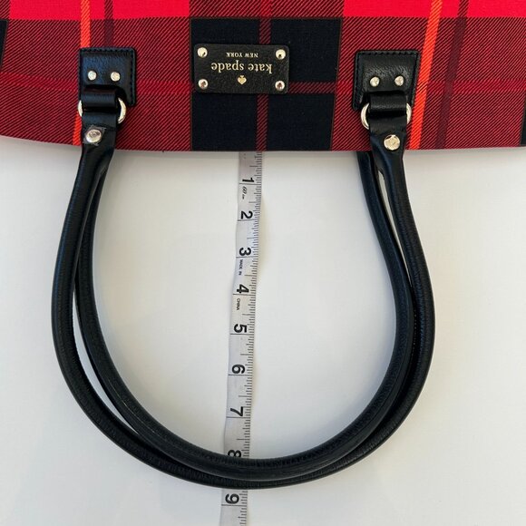 NWOT Kate Spade New York Medium Harmony Plaid Tote Bag With Black Leather Bottom - Picture 12 of 13